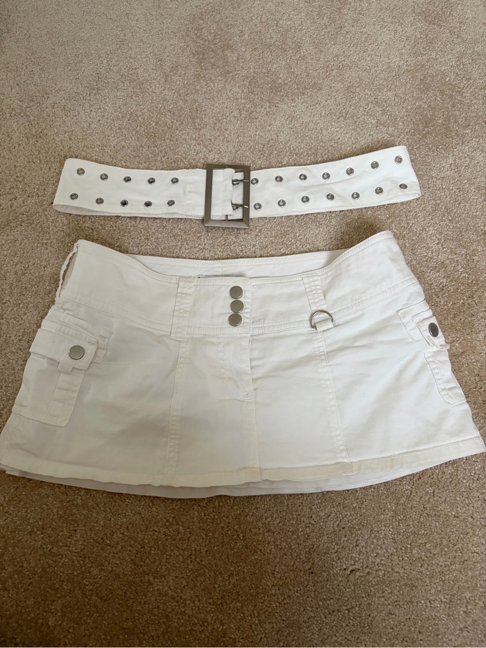 I.AM.GIA White Mini Skirt with Studded Belt